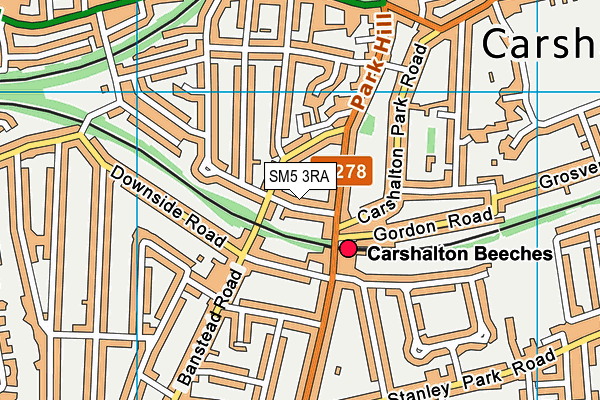 SM5 3RA map - OS VectorMap District (Ordnance Survey)