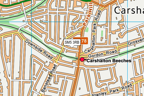 SM5 3RB map - OS VectorMap District (Ordnance Survey)