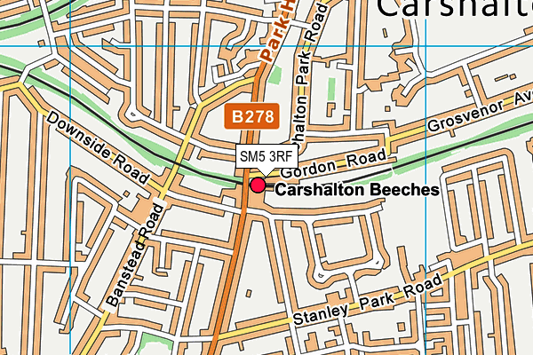 SM5 3RF map - OS VectorMap District (Ordnance Survey)