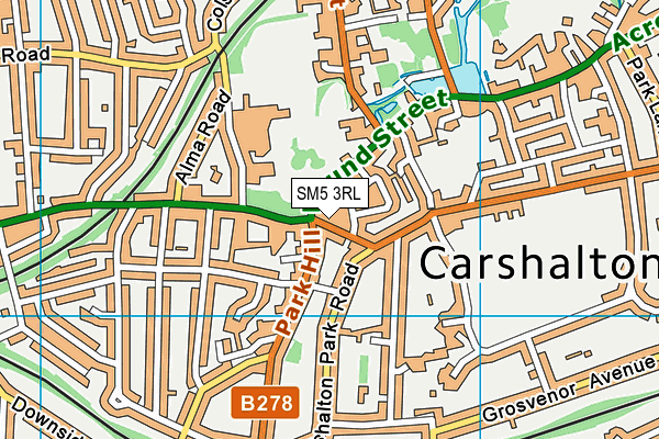 SM5 3RL map - OS VectorMap District (Ordnance Survey)