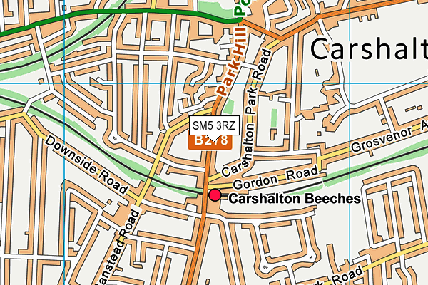 SM5 3RZ map - OS VectorMap District (Ordnance Survey)