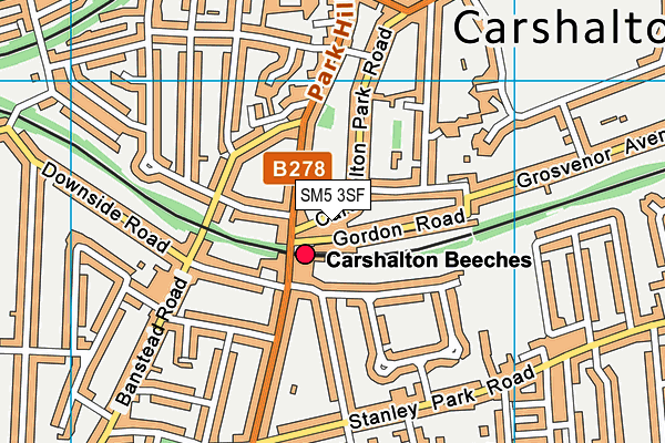 SM5 3SF map - OS VectorMap District (Ordnance Survey)