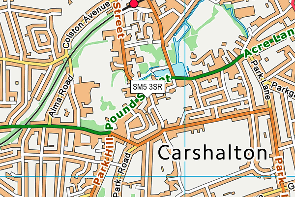 SM5 3SR map - OS VectorMap District (Ordnance Survey)