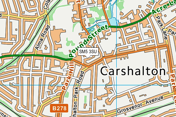 SM5 3SU map - OS VectorMap District (Ordnance Survey)