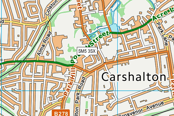 SM5 3SX map - OS VectorMap District (Ordnance Survey)