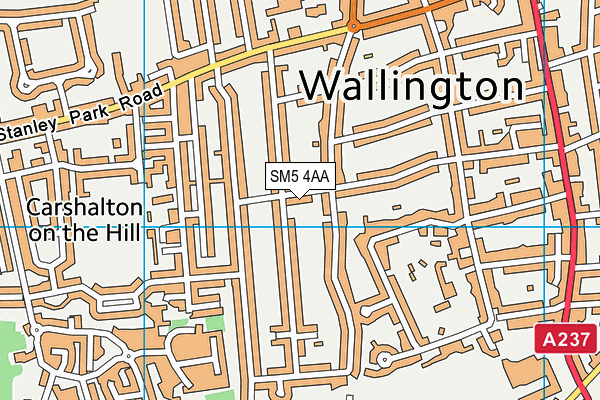 SM5 4AA map - OS VectorMap District (Ordnance Survey)