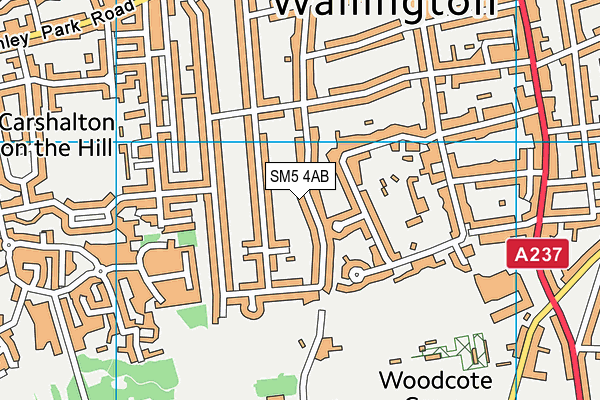 SM5 4AB map - OS VectorMap District (Ordnance Survey)