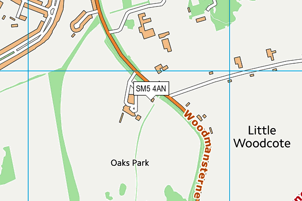 The Oaks Golf Club map (SM5 4AN) - OS VectorMap District (Ordnance Survey)