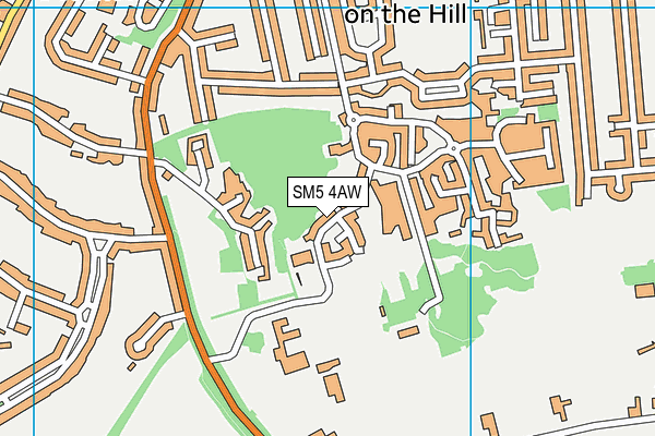SM5 4AW map - OS VectorMap District (Ordnance Survey)