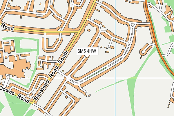SM5 4HW map - OS VectorMap District (Ordnance Survey)
