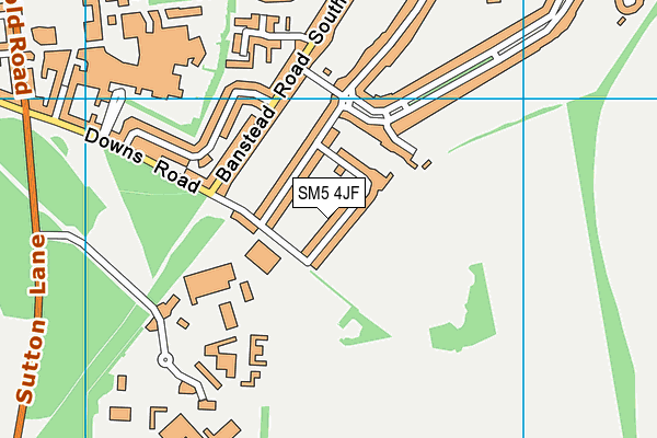 SM5 4JF map - OS VectorMap District (Ordnance Survey)
