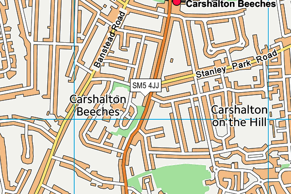 SM5 4JJ map - OS VectorMap District (Ordnance Survey)