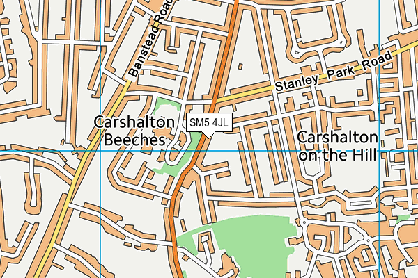 SM5 4JL map - OS VectorMap District (Ordnance Survey)