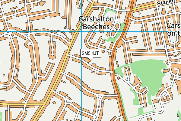 SM5 4JT map - OS VectorMap District (Ordnance Survey)