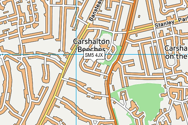 SM5 4JX map - OS VectorMap District (Ordnance Survey)