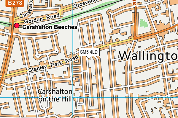 SM5 4LD map - OS VectorMap District (Ordnance Survey)