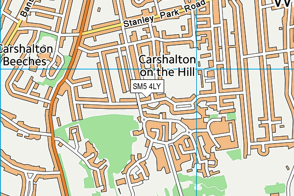 SM5 4LY map - OS VectorMap District (Ordnance Survey)