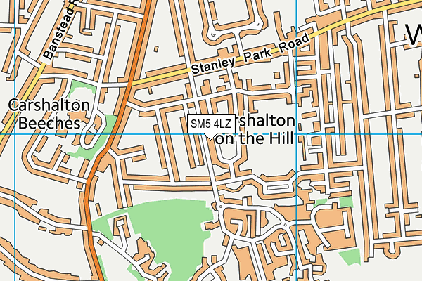 SM5 4LZ map - OS VectorMap District (Ordnance Survey)