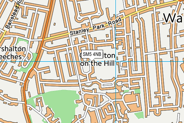 SM5 4NB map - OS VectorMap District (Ordnance Survey)