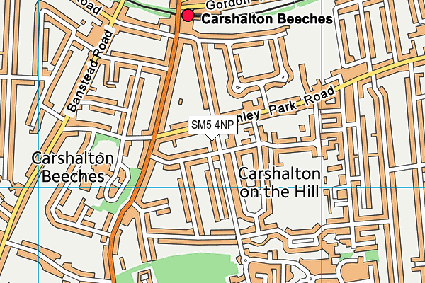 SM5 4NP map - OS VectorMap District (Ordnance Survey)