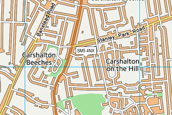 SM5 4NX map - OS VectorMap District (Ordnance Survey)