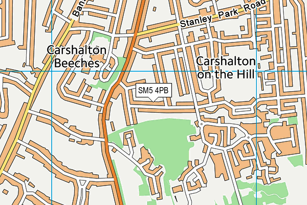 SM5 4PB map - OS VectorMap District (Ordnance Survey)