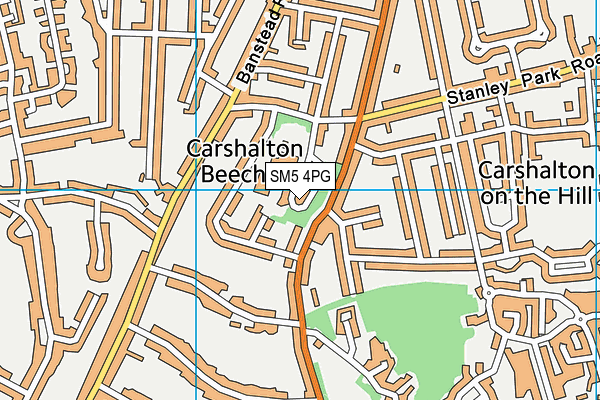 SM5 4PG map - OS VectorMap District (Ordnance Survey)