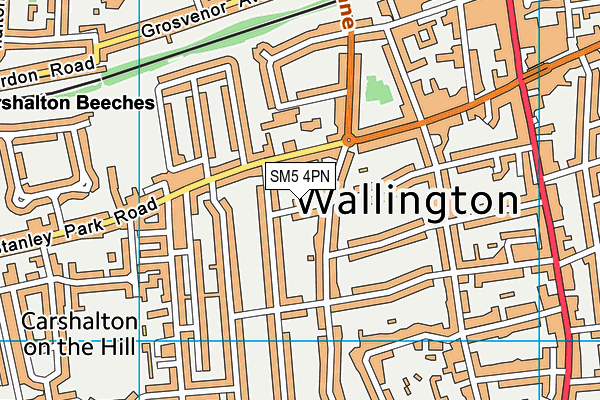 SM5 4PN map - OS VectorMap District (Ordnance Survey)