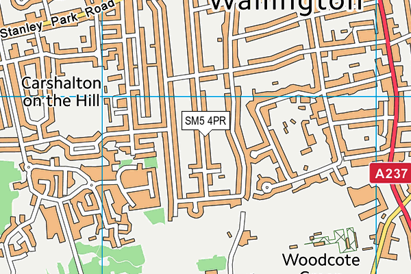 SM5 4PR map - OS VectorMap District (Ordnance Survey)