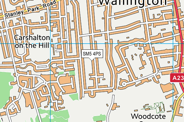 SM5 4PS map - OS VectorMap District (Ordnance Survey)