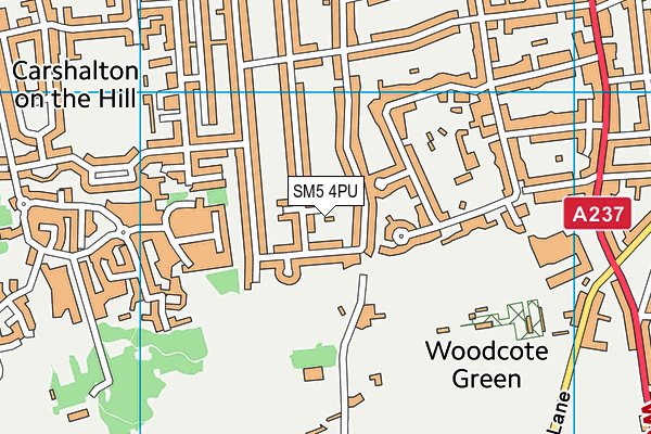 SM5 4PU map - OS VectorMap District (Ordnance Survey)