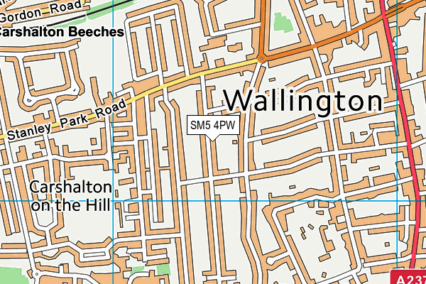 SM5 4PW map - OS VectorMap District (Ordnance Survey)