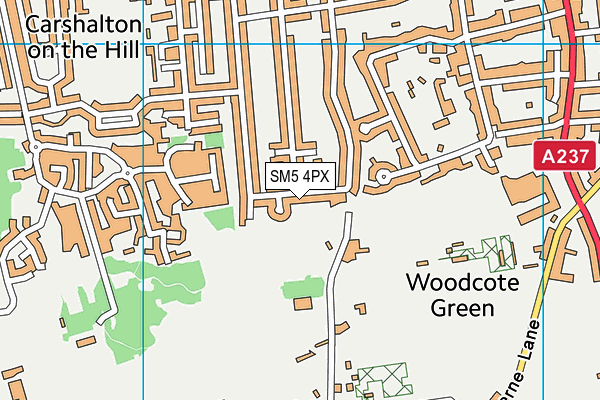 SM5 4PX map - OS VectorMap District (Ordnance Survey)