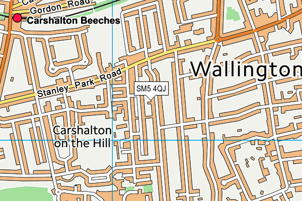 SM5 4QJ map - OS VectorMap District (Ordnance Survey)