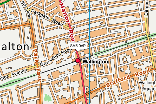 SM6 0AP map - OS VectorMap District (Ordnance Survey)