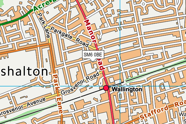 SM6 0BE map - OS VectorMap District (Ordnance Survey)