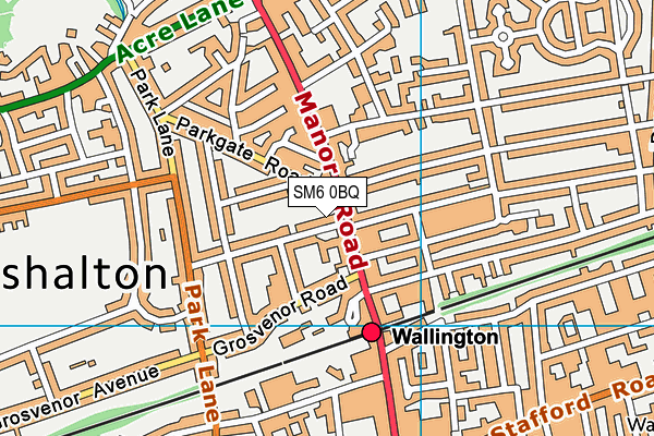 SM6 0BQ map - OS VectorMap District (Ordnance Survey)