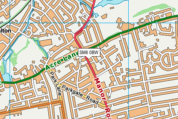 SM6 0BW map - OS VectorMap District (Ordnance Survey)