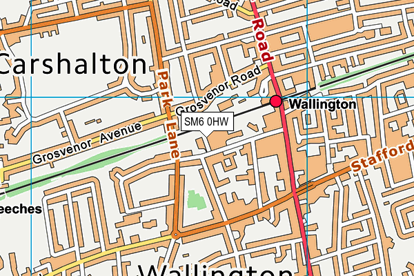 SM6 0HW map - OS VectorMap District (Ordnance Survey)