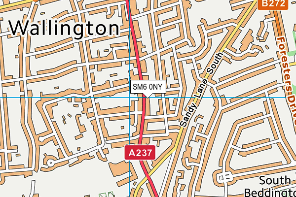 SM6 0NY map - OS VectorMap District (Ordnance Survey)