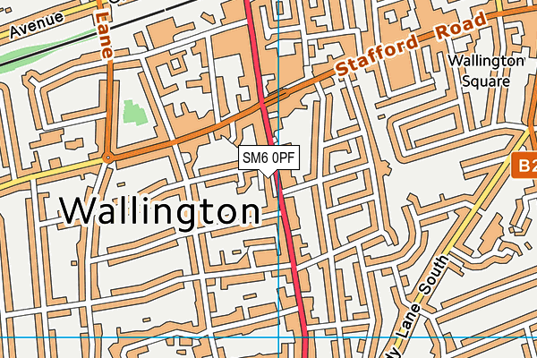 SM6 0PF map - OS VectorMap District (Ordnance Survey)