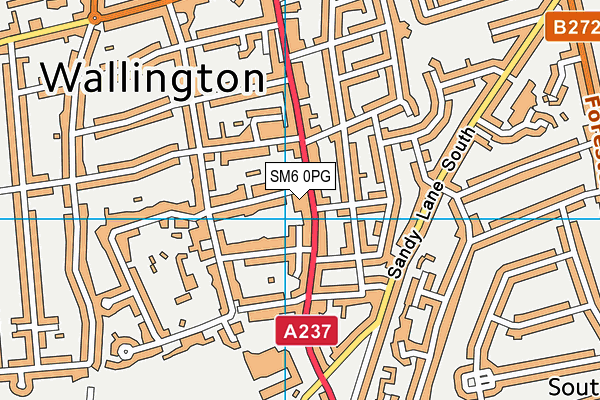 SM6 0PG map - OS VectorMap District (Ordnance Survey)