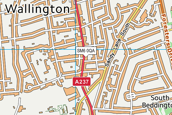 SM6 0QA map - OS VectorMap District (Ordnance Survey)