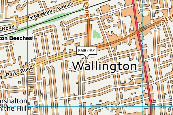 SM6 0SZ map - OS VectorMap District (Ordnance Survey)