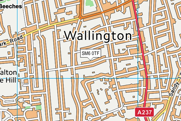 SM6 0TF map - OS VectorMap District (Ordnance Survey)