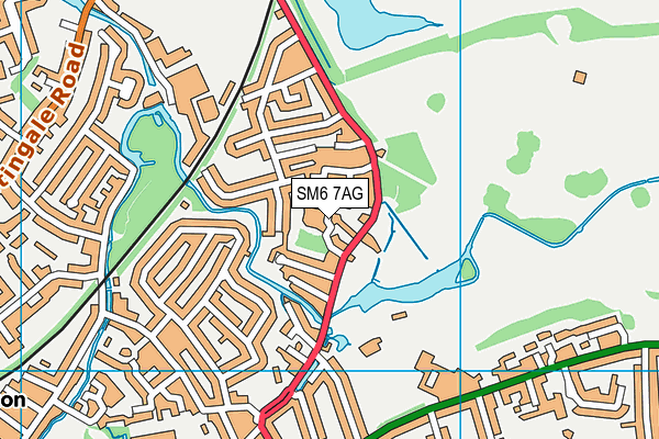 SM6 7AG map - OS VectorMap District (Ordnance Survey)