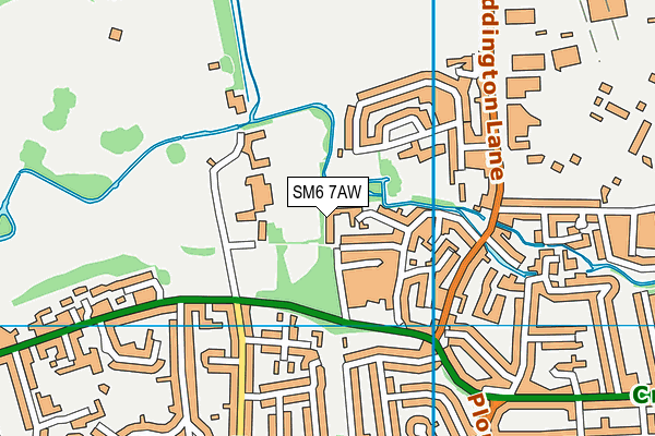SM6 7AW map - OS VectorMap District (Ordnance Survey)