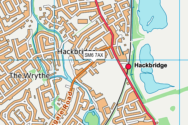 Hackbridge Primary School map (SM6 7AX) - OS VectorMap District (Ordnance Survey)