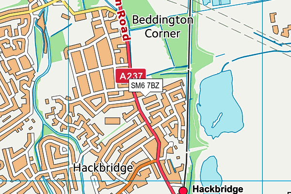 SM6 7BZ map - OS VectorMap District (Ordnance Survey)