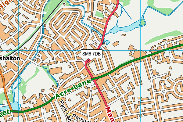 SM6 7DB map - OS VectorMap District (Ordnance Survey)